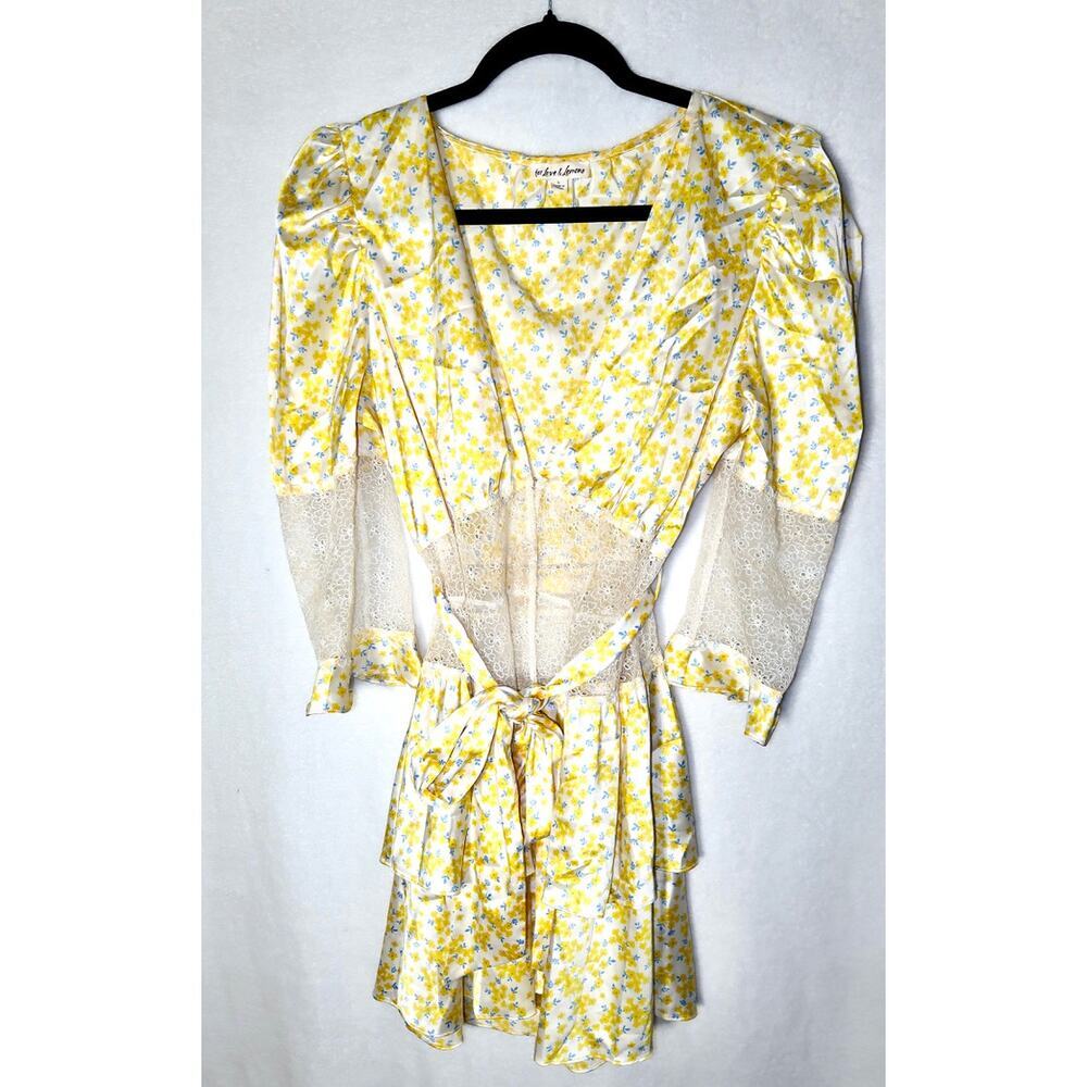 For Love And Lemon Daffodil Floral Lace Robe Size Large - Picture 4 of 13